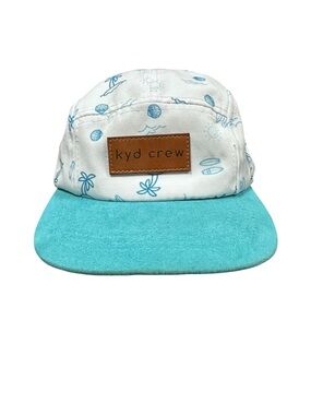 Kids Teal & White Beach Print Five-Panel Cap
